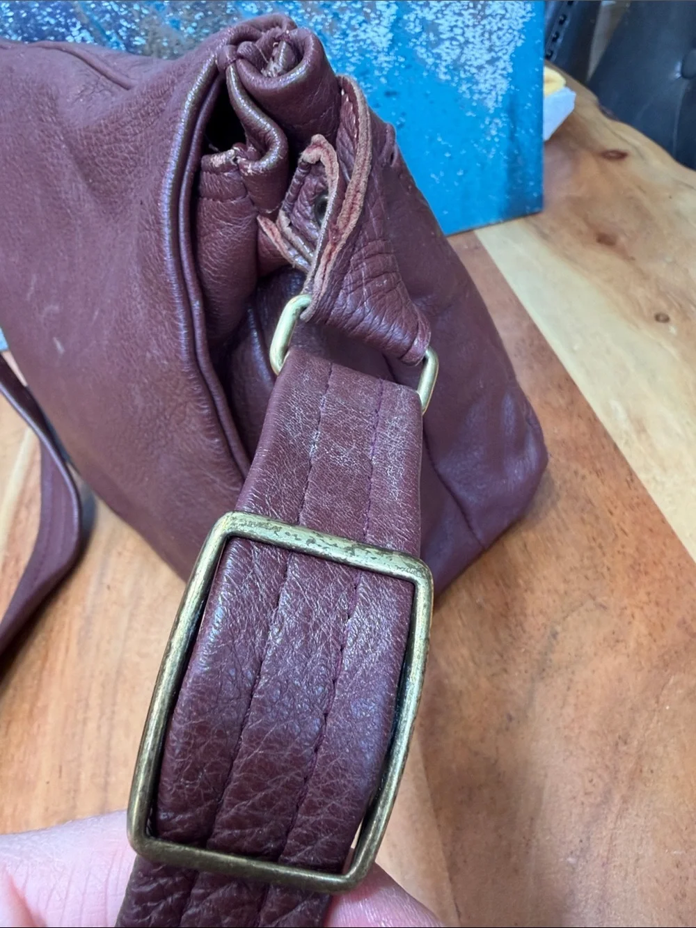 Heacock Vintage Artisanal 1980’s Burgundy/Brown Deerskin Leather Shoulder Bag